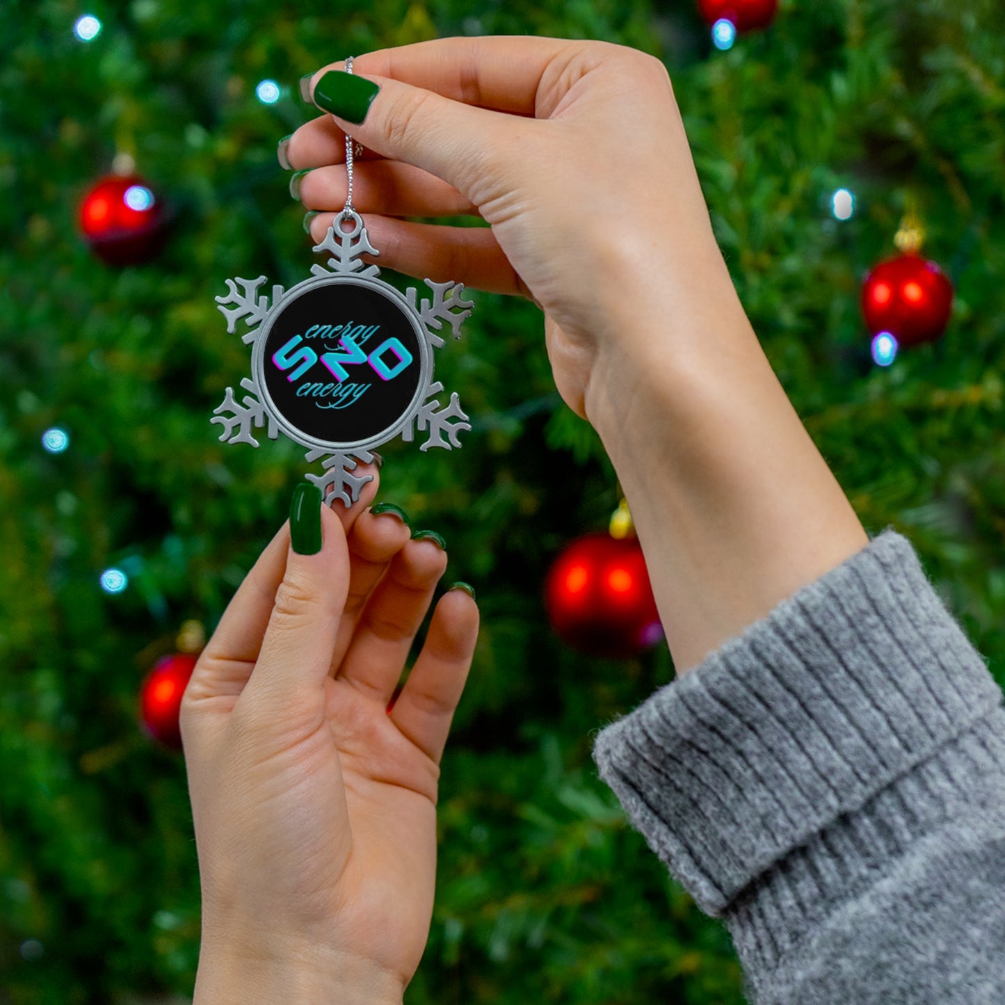 Blue SNO Pewter Snowflake Ornament
